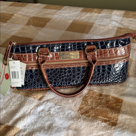 Samantha Brown Handbags - Samantha Brown insulated Wine Purse! Navy and Brown Croc-Embossed w/ wine opener